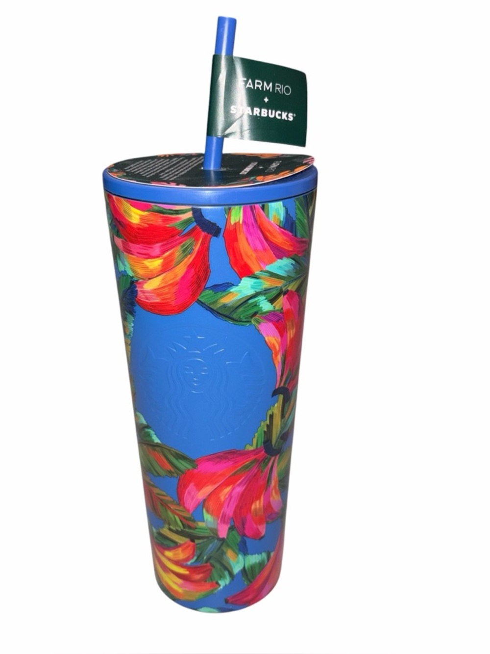 NEW Farm Rio X Starbucks Mezcla De Platano Azul 24oz Cold Cup Tumbler 2025